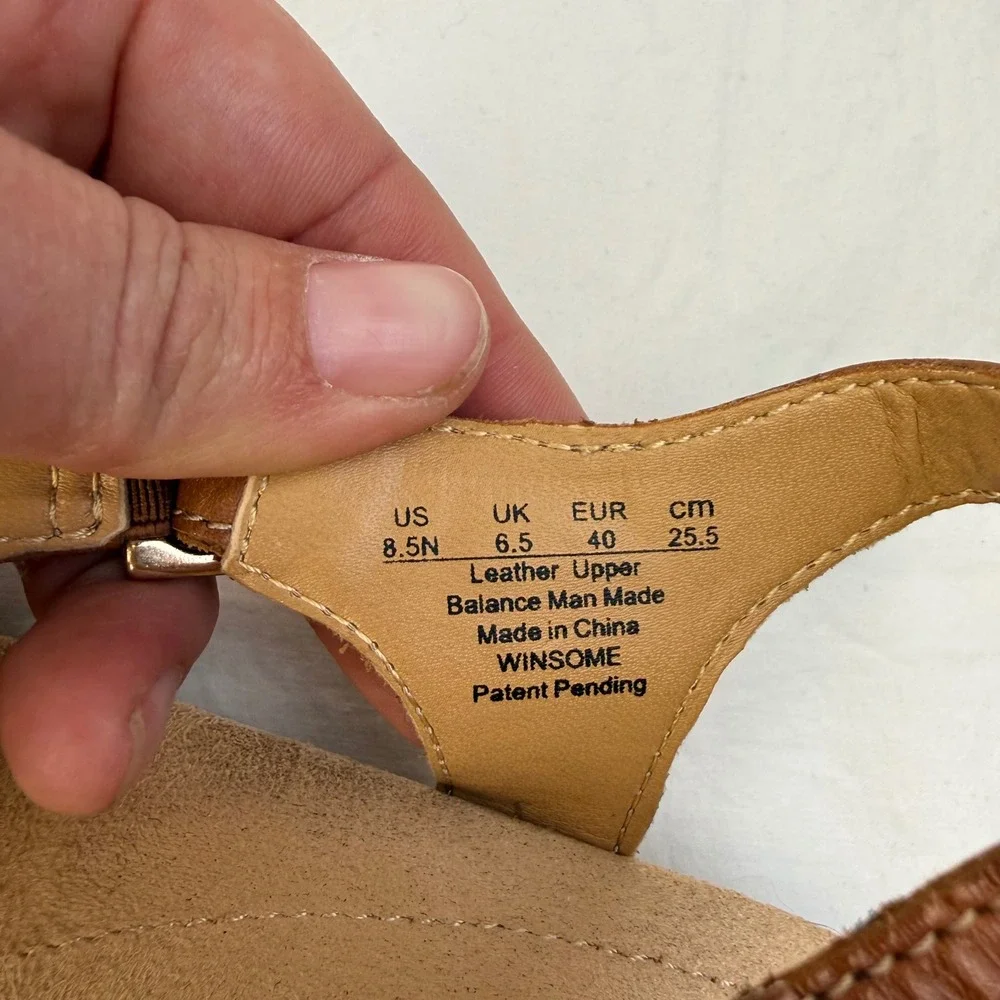 Naturalizer Winsome Brown Leather Strappy Slingback Wedge Sandals Womens 8.5N
